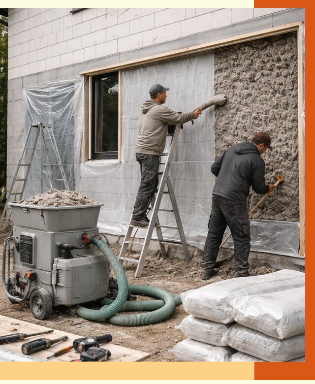 Утепление дома из газобетона эковатой в Кунгуре от 4615 руб./м2 | ТепломастерКнг
